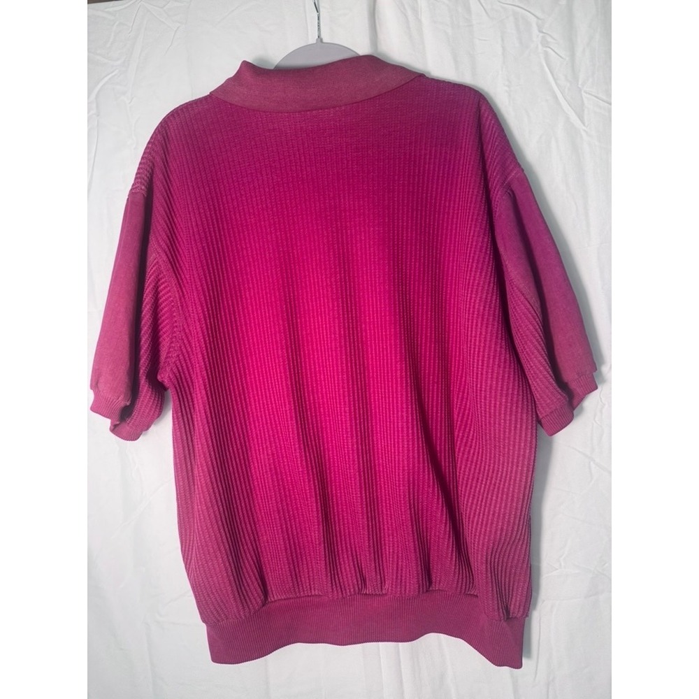 Vintage Knightsbridge Wear Ribbed Knit Polo Shirt Pink Short Sleeve Sweater - Picture 5 of 5